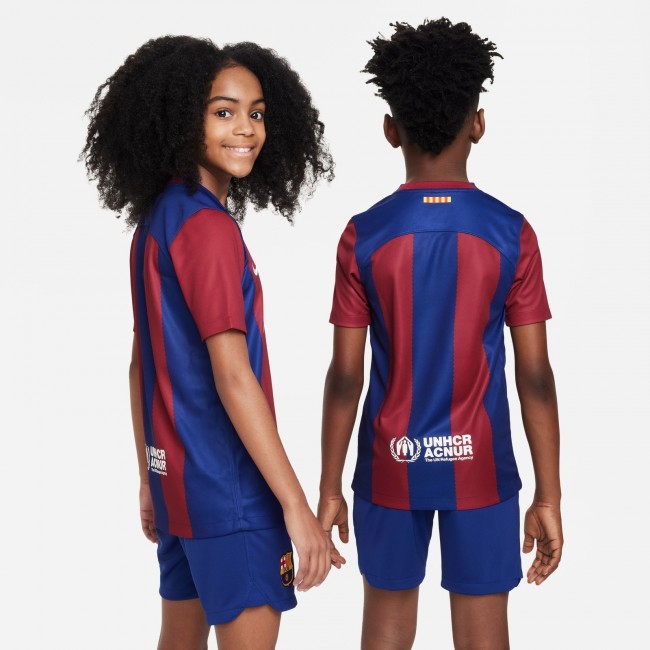Nike fc barcelona 2023 24 stadium home kids dri fit football jersey Sportland