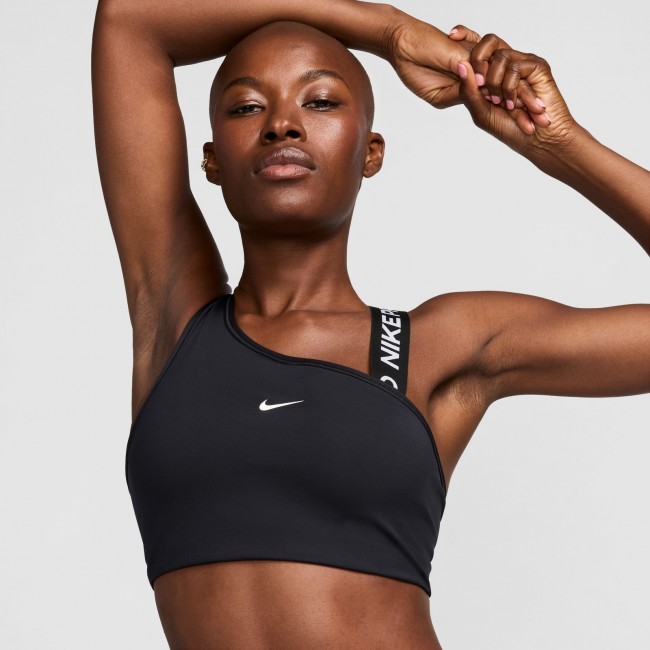 Nike pro swoosh asymmetrical women s medium support padded sports bra Sportland