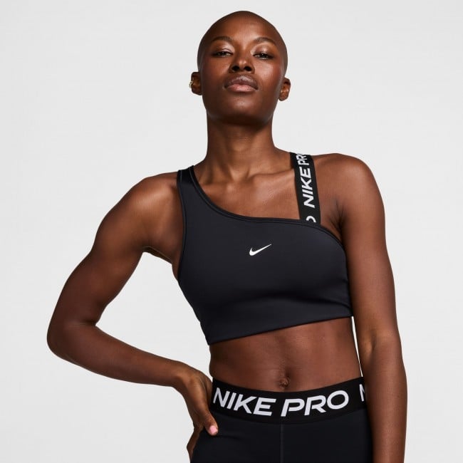 Nike pro swoosh asymmetrical women s medium support padded sports bra Sportland